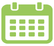 Green calendar icon with a grid of squares and two tabs on top.